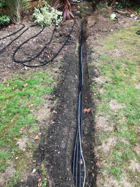 irrigation pipes being installed 